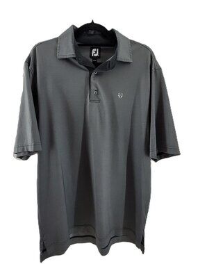 Footjoy Golf Polo Men's M Black Geometric Gray Stretch Course Logo